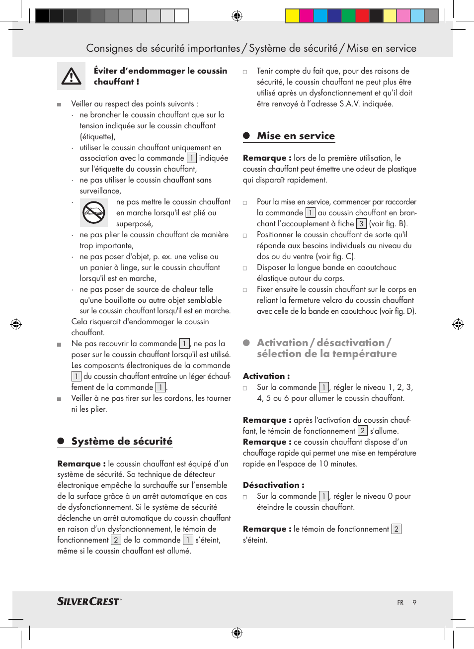 Système de sécurité, Mise en service | Silvercrest SHBR 100 A2 User Manual | Page 5 / 24