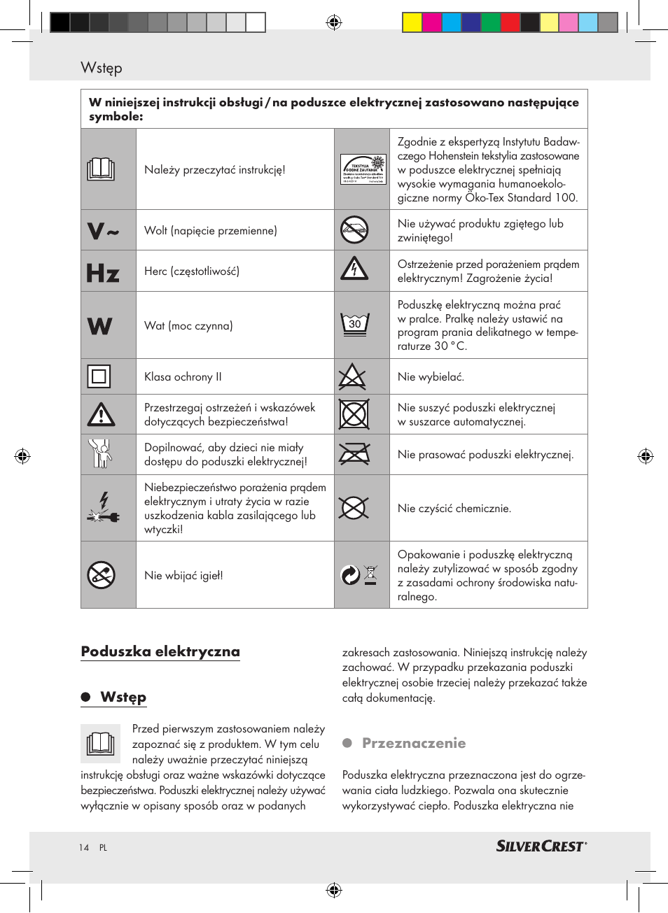 Wstęp, Poduszka elektryczna wstęp, Przeznaczenie | Silvercrest SHBR 100 A2 User Manual | Page 10 / 48