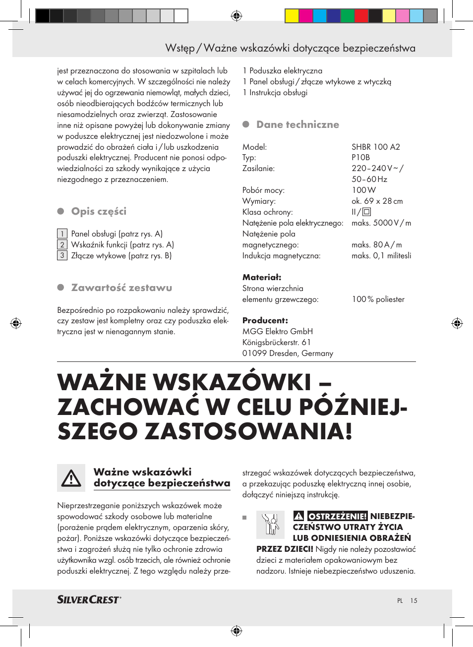 Wstęp / ważne wskazówki dotyczące bezpieczeństwa | Silvercrest SHBR 100 A2 User Manual | Page 11 / 48