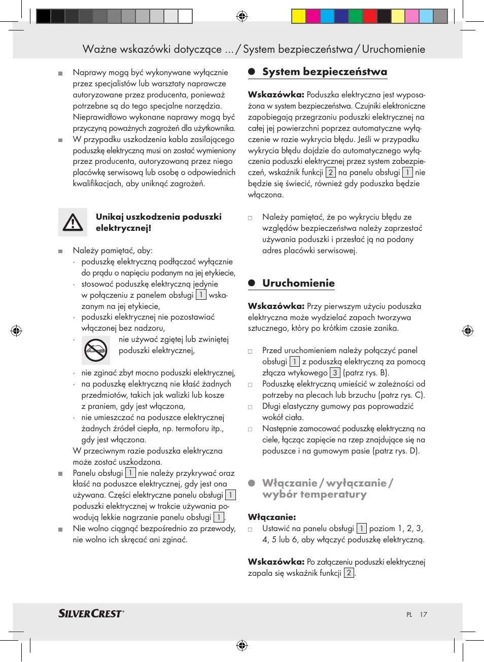 System bezpieczeństwa, Uruchomienie, Włączanie / wyłączanie / wybór temperatury | Silvercrest SHBR 100 A2 User Manual | Page 13 / 48