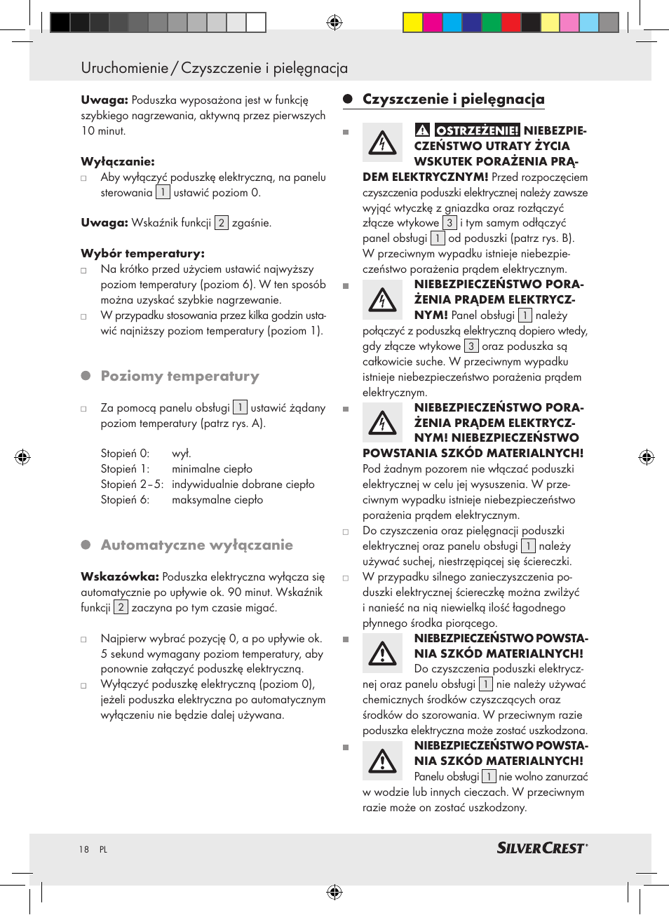 Uruchomienie / czyszczenie i pielęgnacja, Poziomy temperatury, Automatyczne wyłączanie | Czyszczenie i pielęgnacja | Silvercrest SHBR 100 A2 User Manual | Page 14 / 48