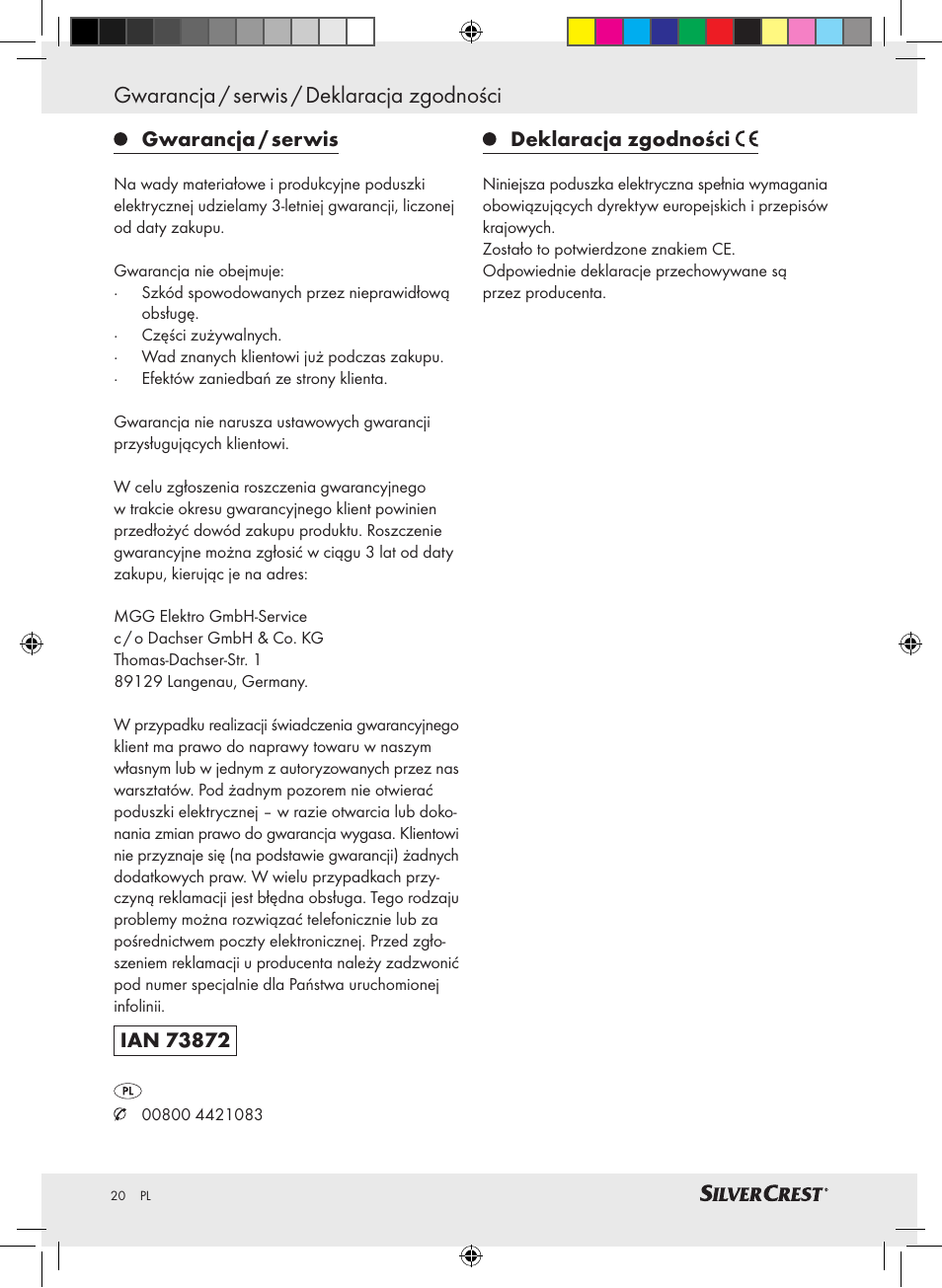 Gwarancja / serwis / deklaracja zgodności | Silvercrest SHBR 100 A2 User Manual | Page 16 / 48