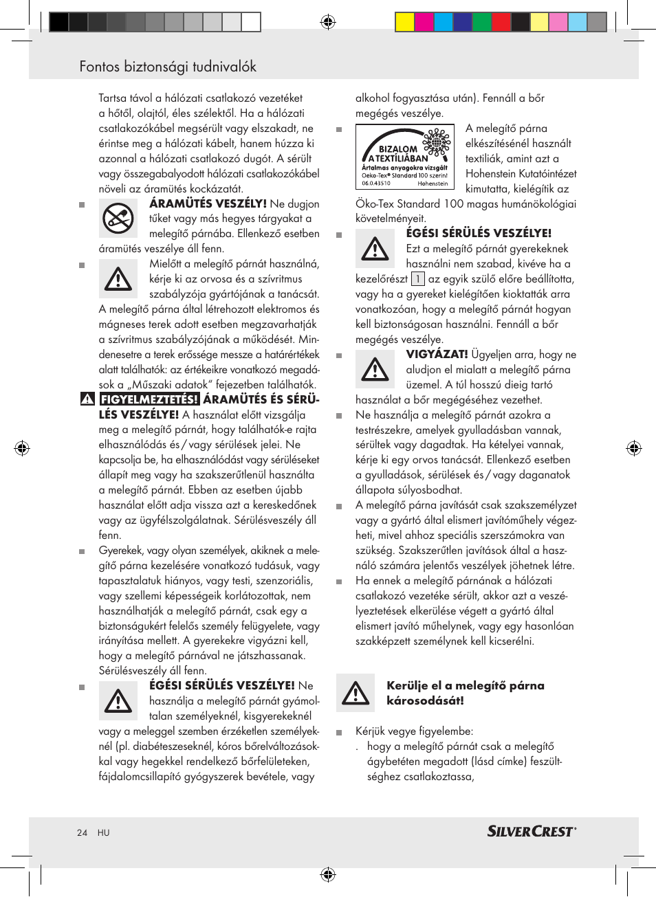 Fontos biztonsági tudnivalók | Silvercrest SHBR 100 A2 User Manual | Page 20 / 48