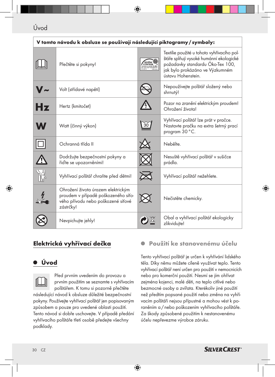 Úvod, Elektrická vyhřívací dečka úvod, Použití ke stanovenému účelu | Silvercrest SHBR 100 A2 User Manual | Page 26 / 48