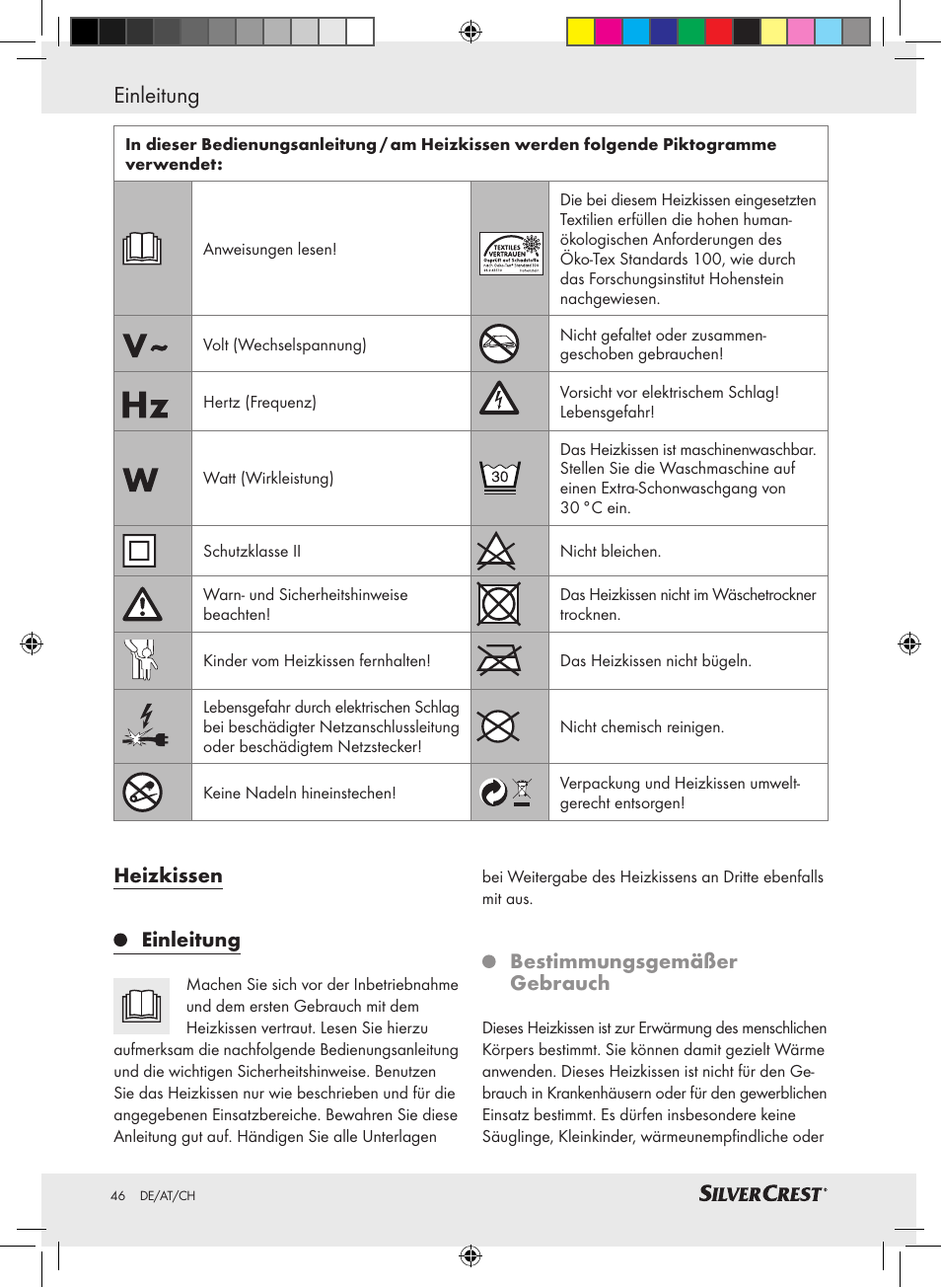 Einleitung, Heizkissen einleitung, Bestimmungsgemäßer gebrauch | Silvercrest SHBR 100 A2 User Manual | Page 42 / 48