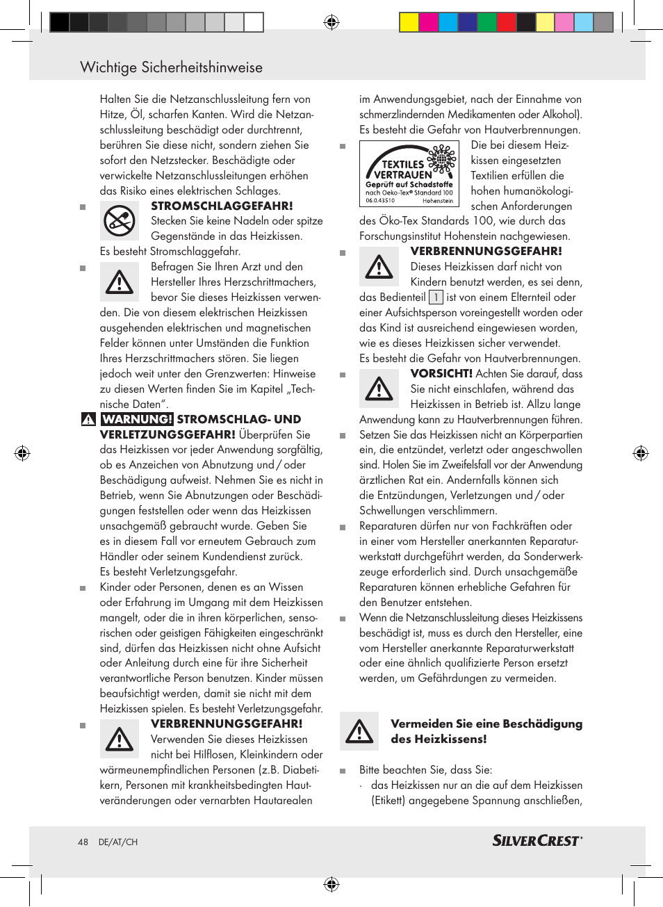 Wichtige sicherheitshinweise | Silvercrest SHBR 100 A2 User Manual | Page 44 / 48