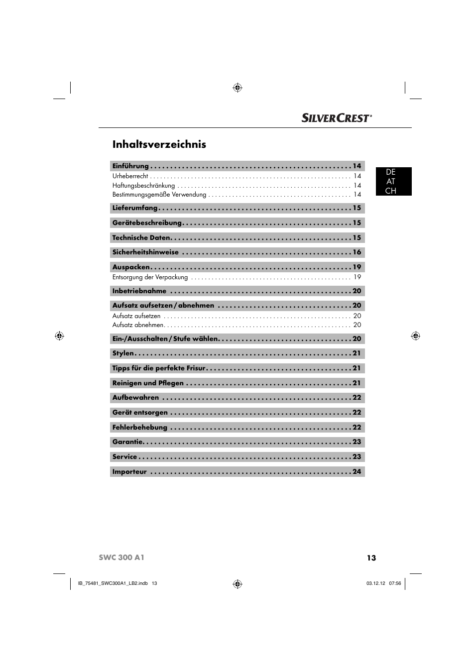 Silvercrest SWC 300 A1 User Manual | Page 16 / 39