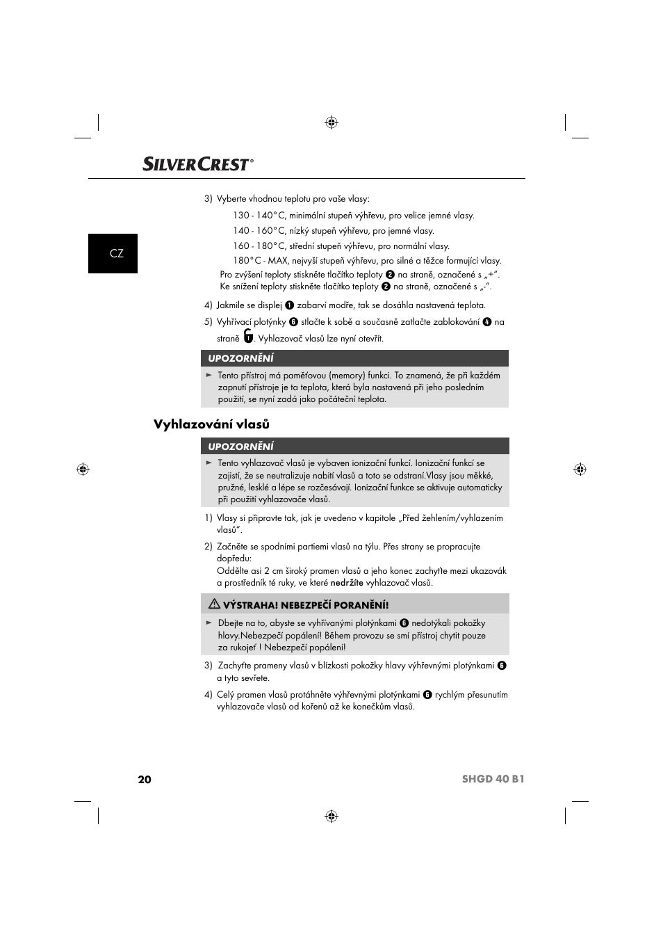 Vyhlazování vlasů | Silvercrest SHGD 40 B1 User Manual | Page 23 / 52