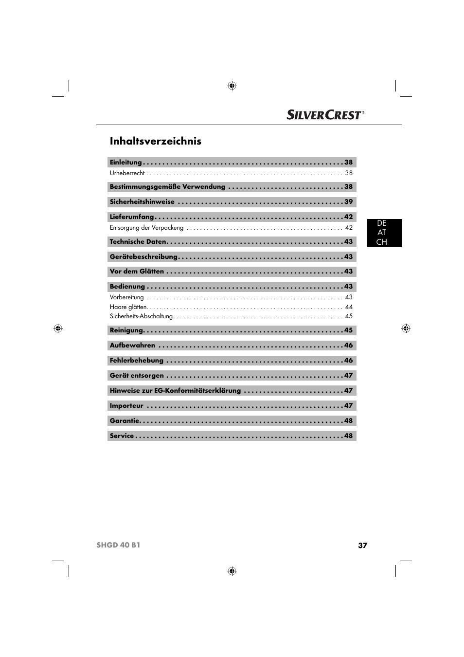 Silvercrest SHGD 40 B1 User Manual | Page 40 / 52