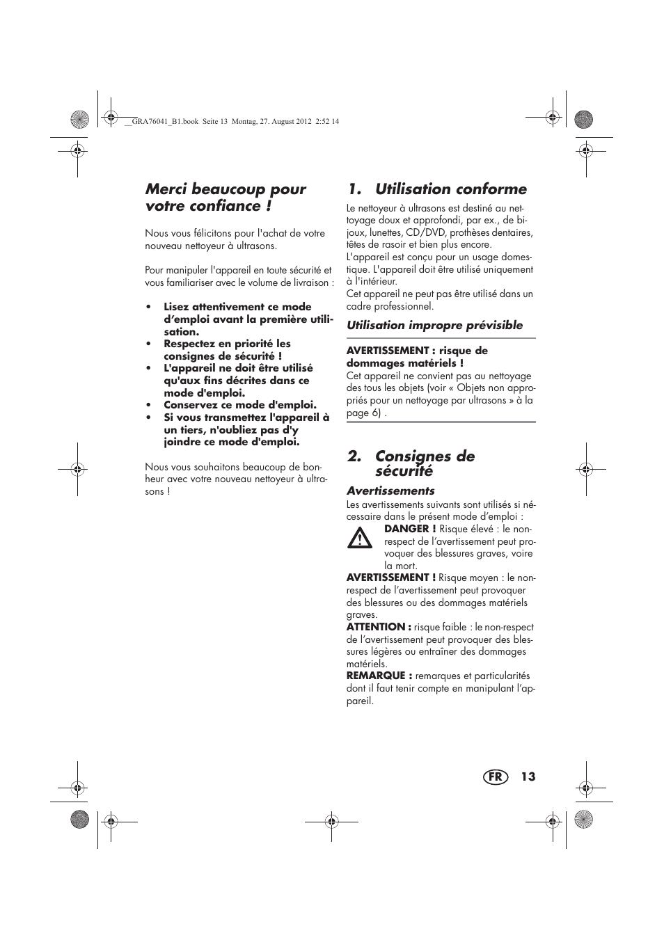 Merci beaucoup pour votre confiance, Utilisation conforme, Consignes de sécurité | Silvercrest SUR 46 B1 User Manual | Page 15 / 54