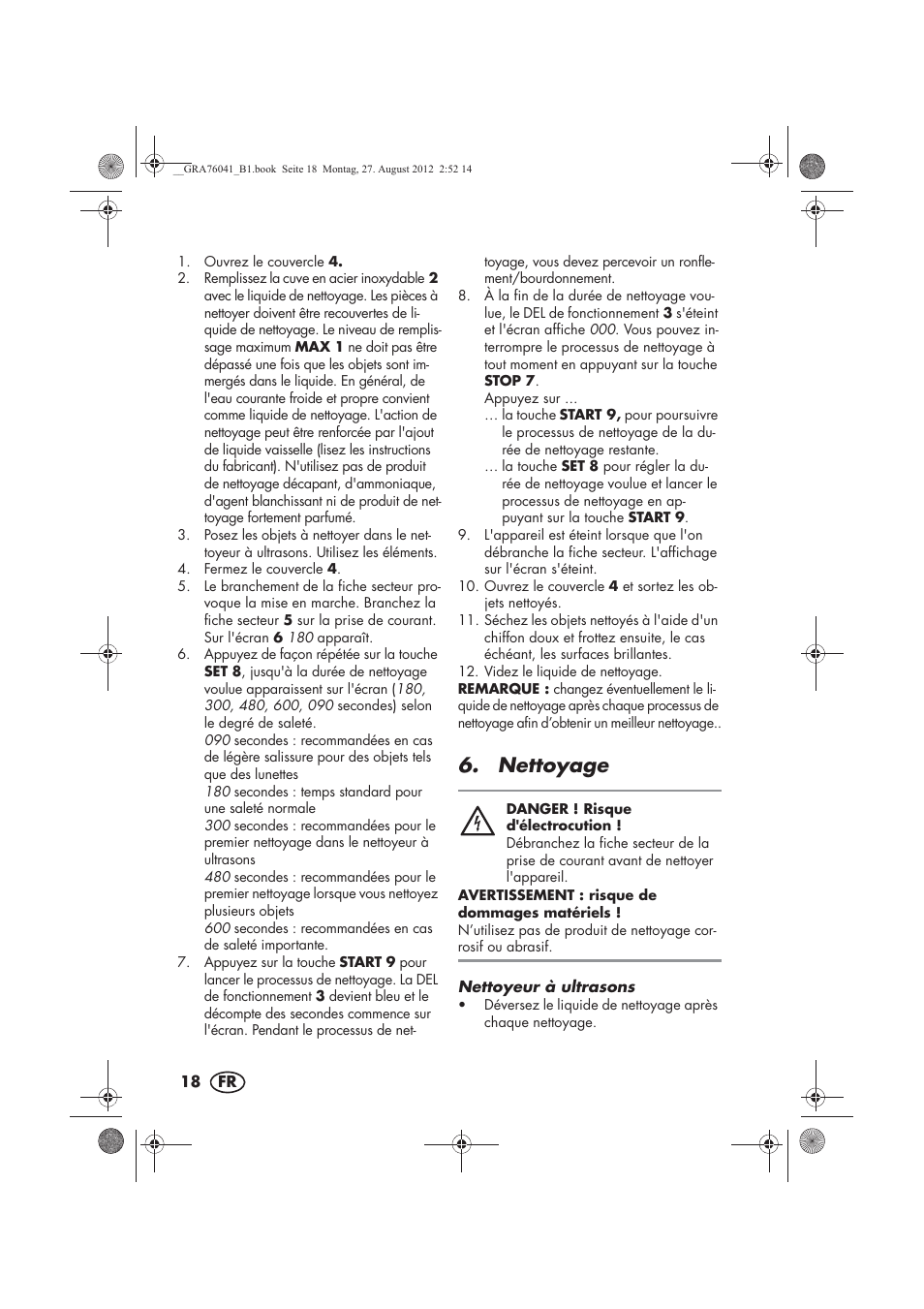 Nettoyage | Silvercrest SUR 46 B1 User Manual | Page 20 / 54