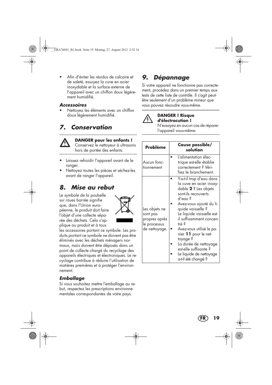 Conservation, Mise au rebut, Dépannage | Silvercrest SUR 46 B1 User Manual | Page 21 / 54