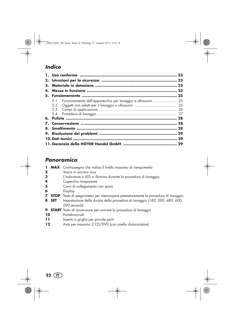 Indice, Panoramica | Silvercrest SUR 46 B1 User Manual | Page 24 / 54