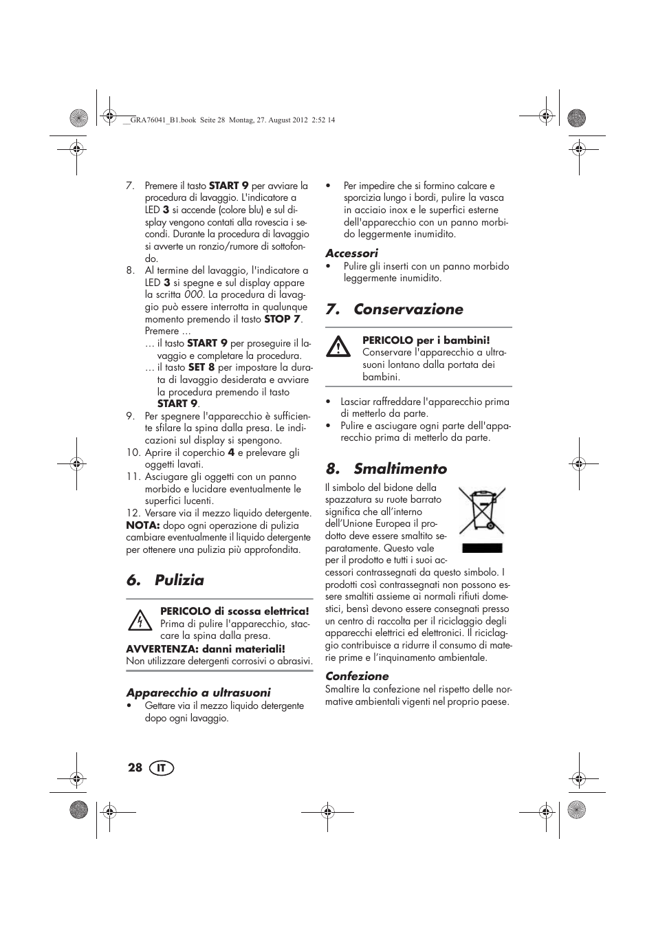 Pulizia, Conservazione, Smaltimento | Silvercrest SUR 46 B1 User Manual | Page 30 / 54
