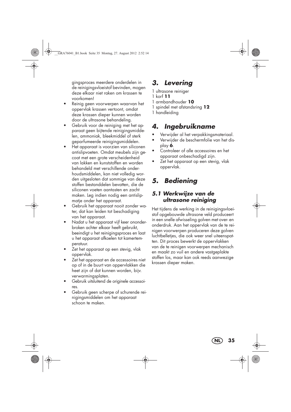 Levering, Ingebruikname, Bediening | Silvercrest SUR 46 B1 User Manual | Page 37 / 54