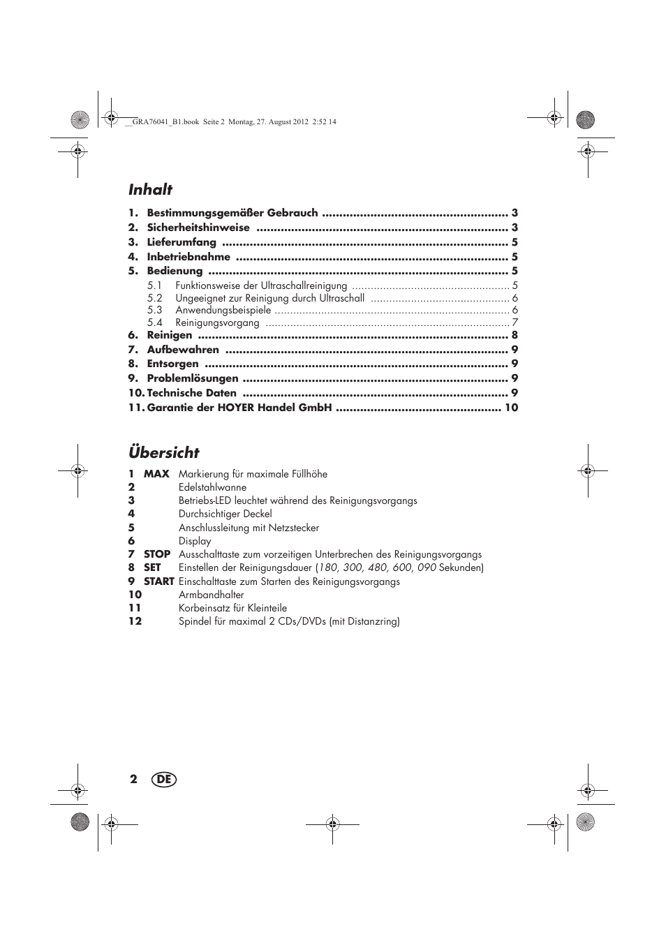 Inhalt, Übersicht | Silvercrest SUR 46 B1 User Manual | Page 4 / 54