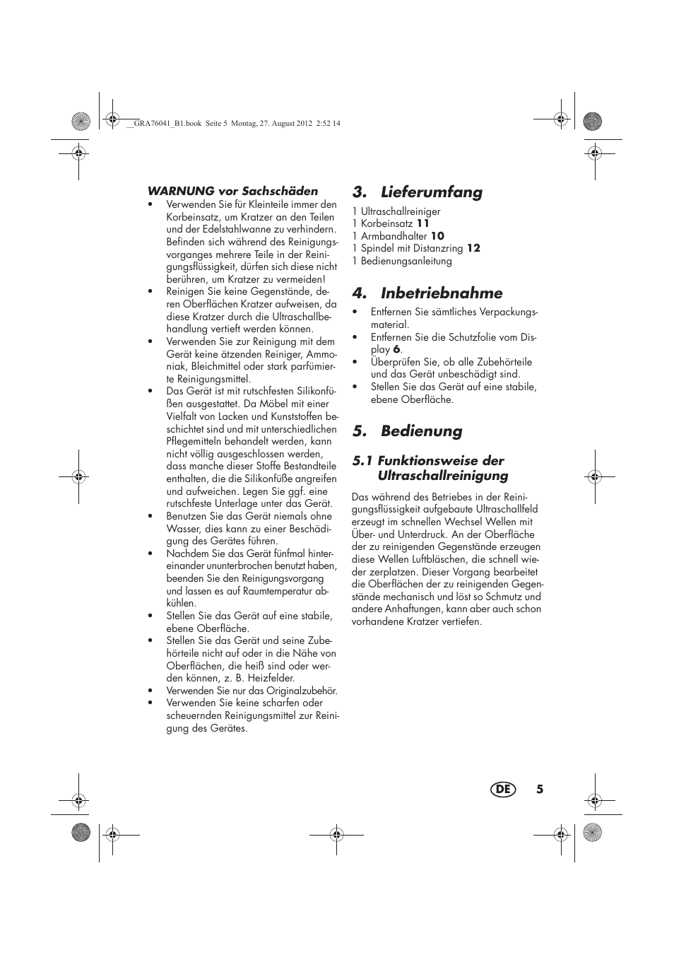 Lieferumfang, Inbetriebnahme, Bedienung | Silvercrest SUR 46 B1 User Manual | Page 7 / 54