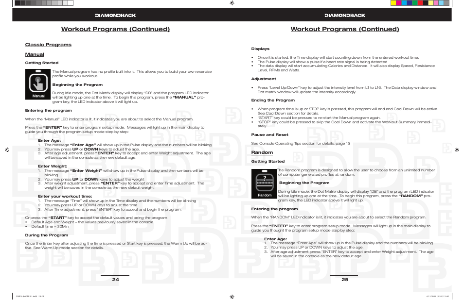 Workout programs (continued) | Diamondback 500Ub User Manual | Page 12 / 19