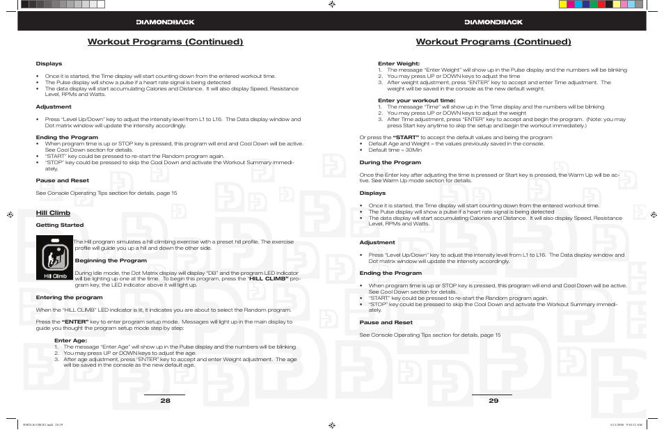 Workout programs (continued) | Diamondback 500Ub User Manual | Page 14 / 19