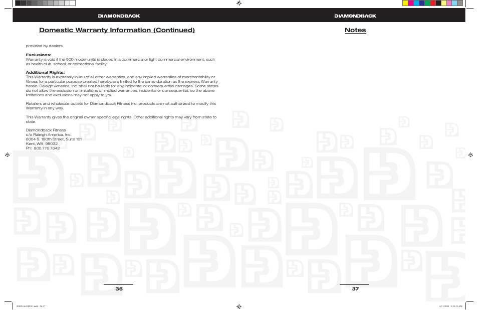 Diamondback 500Ub User Manual | Page 18 / 19