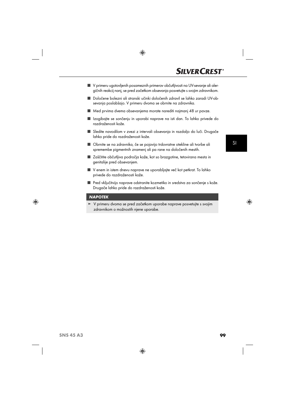 Silvercrest SNS 45 A3 User Manual | Page 102 / 214