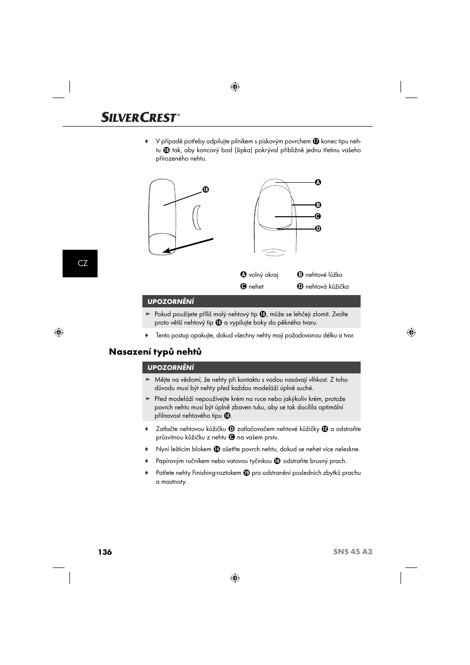 Nasazení typů nehtů | Silvercrest SNS 45 A3 User Manual | Page 139 / 214