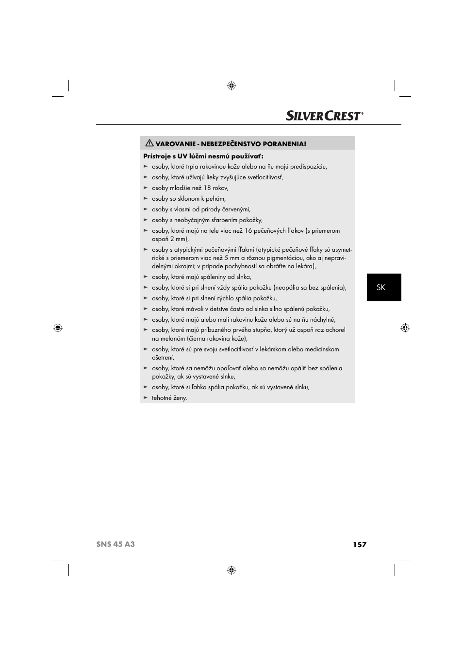 Silvercrest SNS 45 A3 User Manual | Page 160 / 214