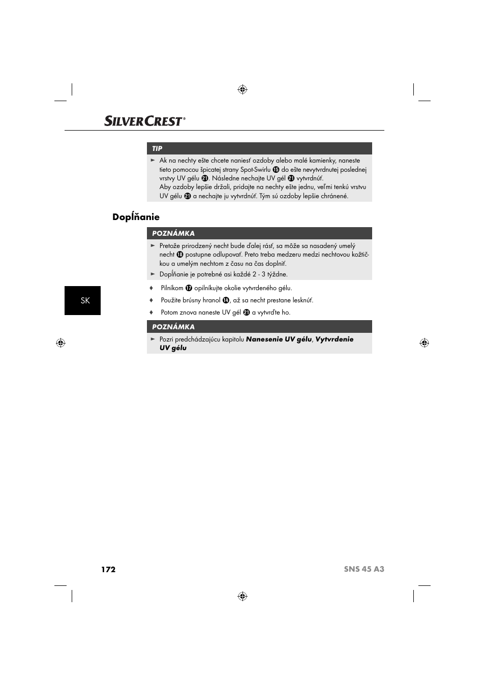 Dopĺňanie | Silvercrest SNS 45 A3 User Manual | Page 175 / 214