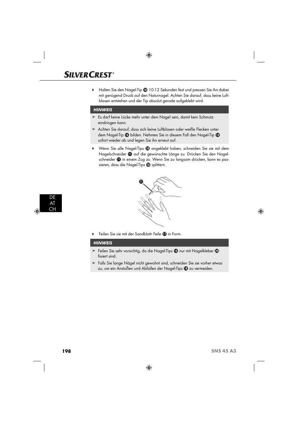 De at ch | Silvercrest SNS 45 A3 User Manual | Page 201 / 214