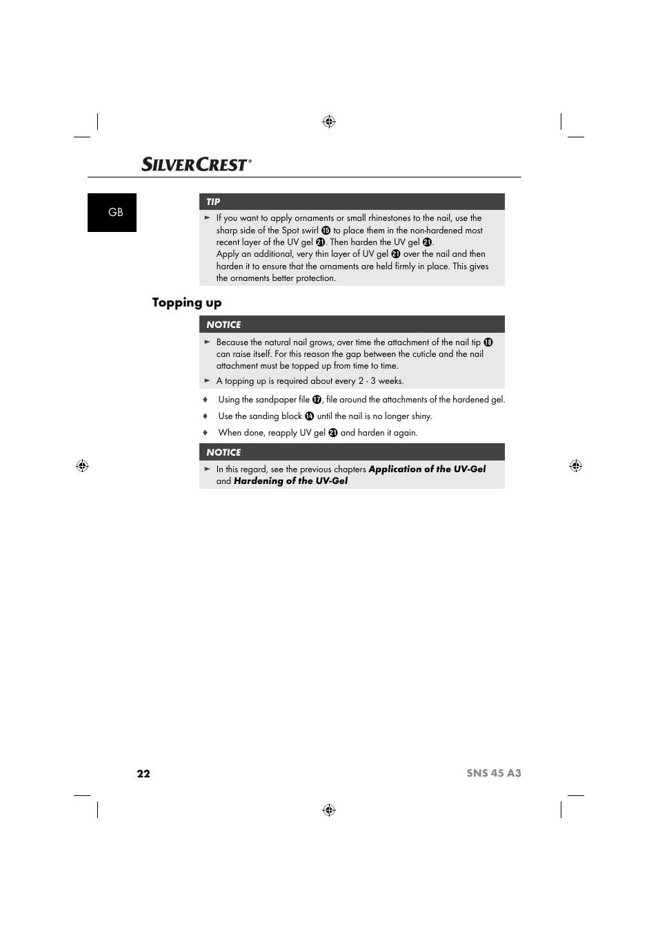 Topping up | Silvercrest SNS 45 A3 User Manual | Page 25 / 214