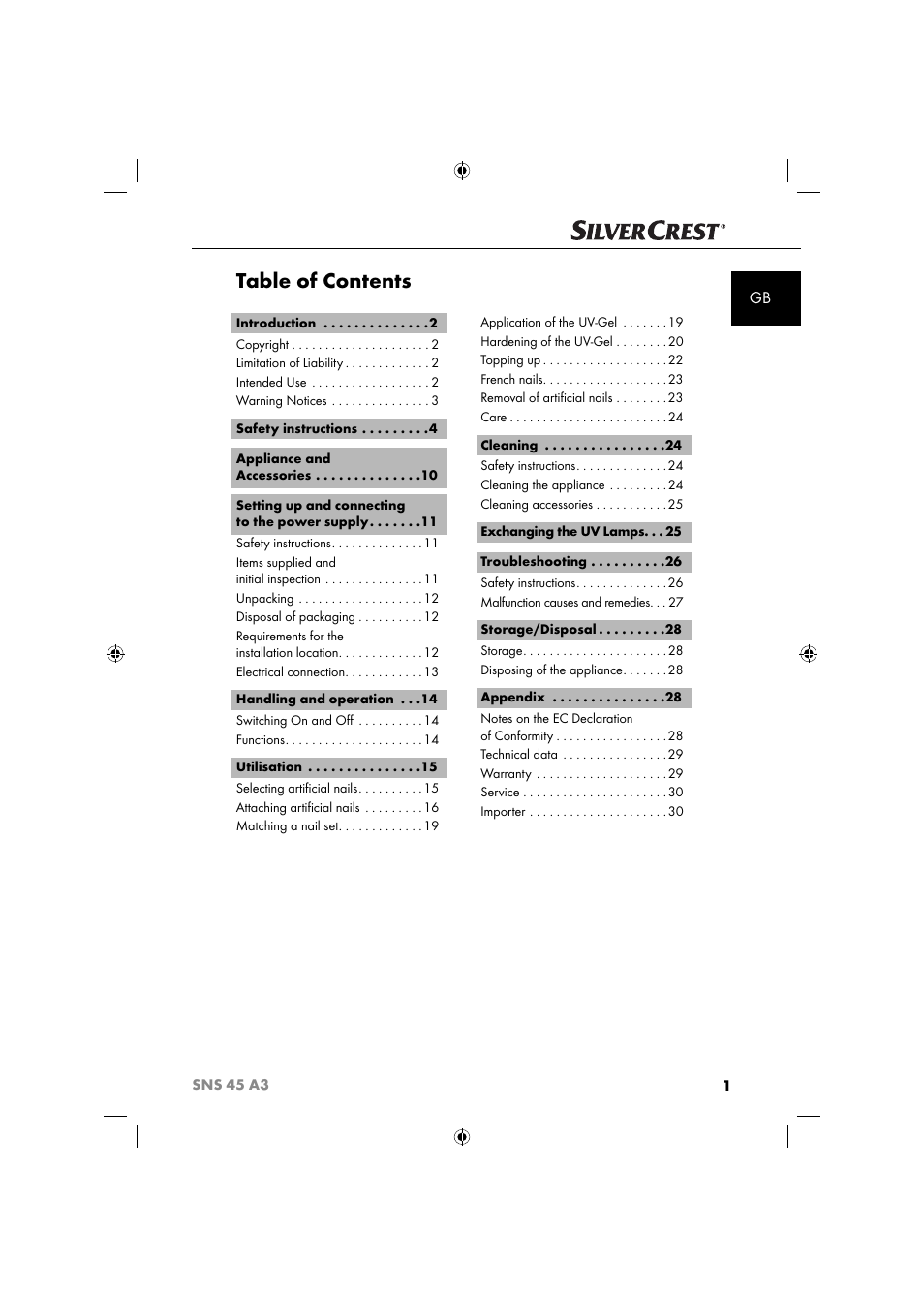 Silvercrest SNS 45 A3 User Manual | Page 4 / 214