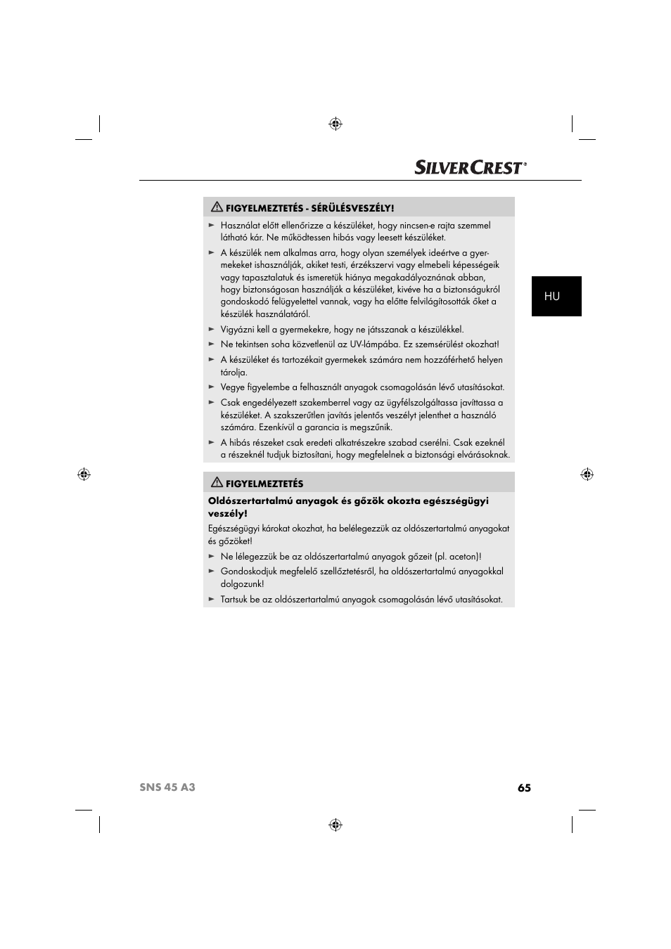 Silvercrest SNS 45 A3 User Manual | Page 68 / 214