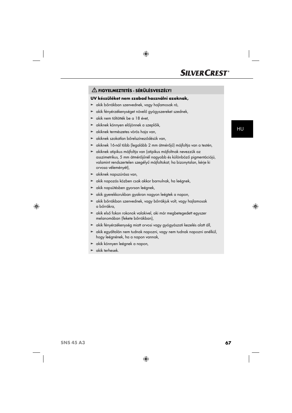 Silvercrest SNS 45 A3 User Manual | Page 70 / 214