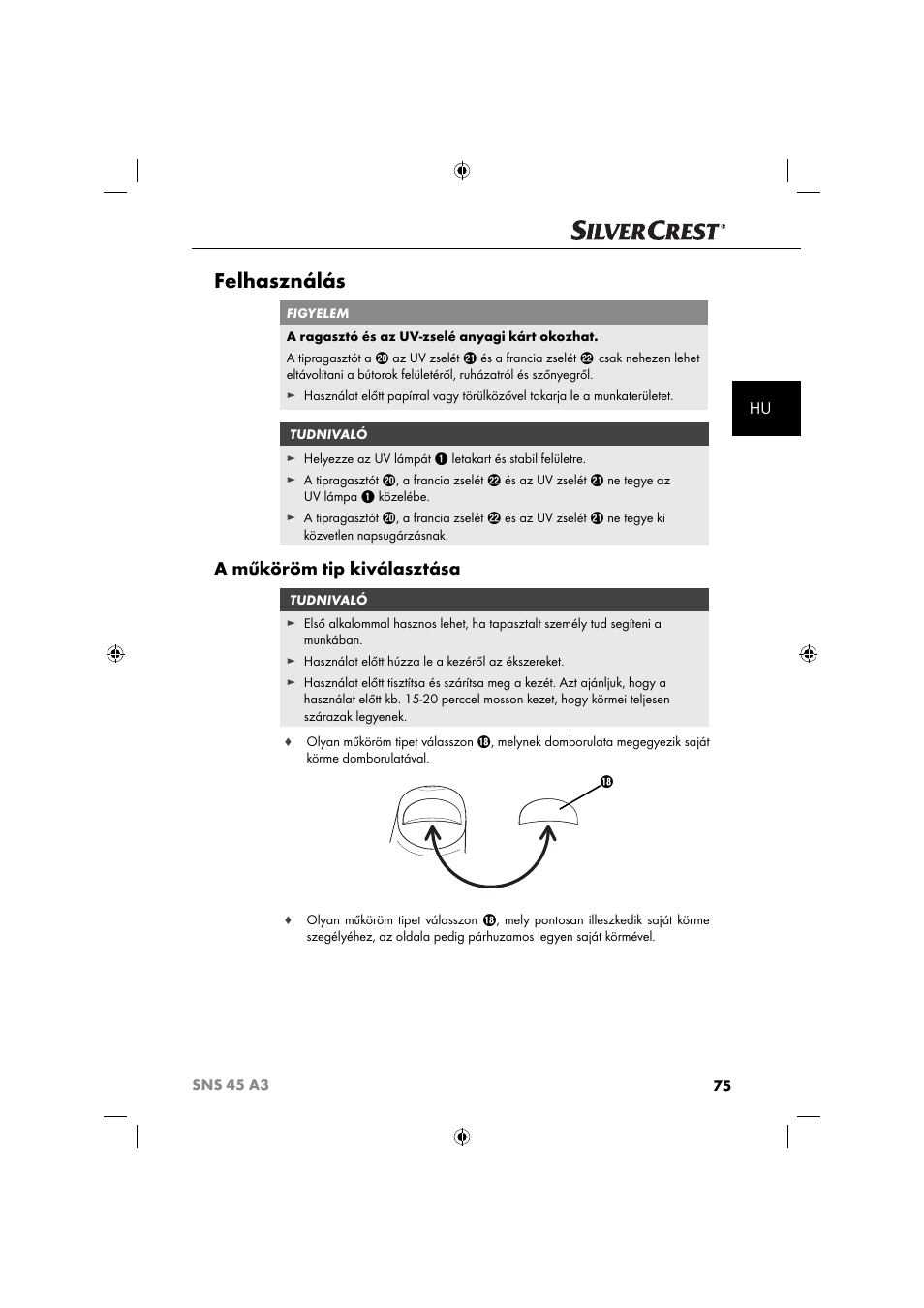 Felhasználás, A műköröm tip kiválasztása | Silvercrest SNS 45 A3 User Manual | Page 78 / 214