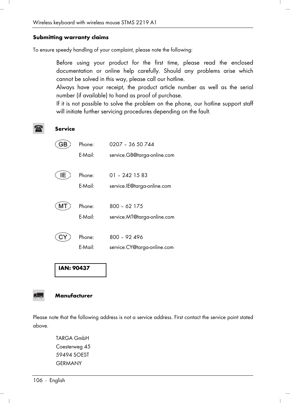 Silvercrest STMS 2219 A1 User Manual | Page 108 / 110