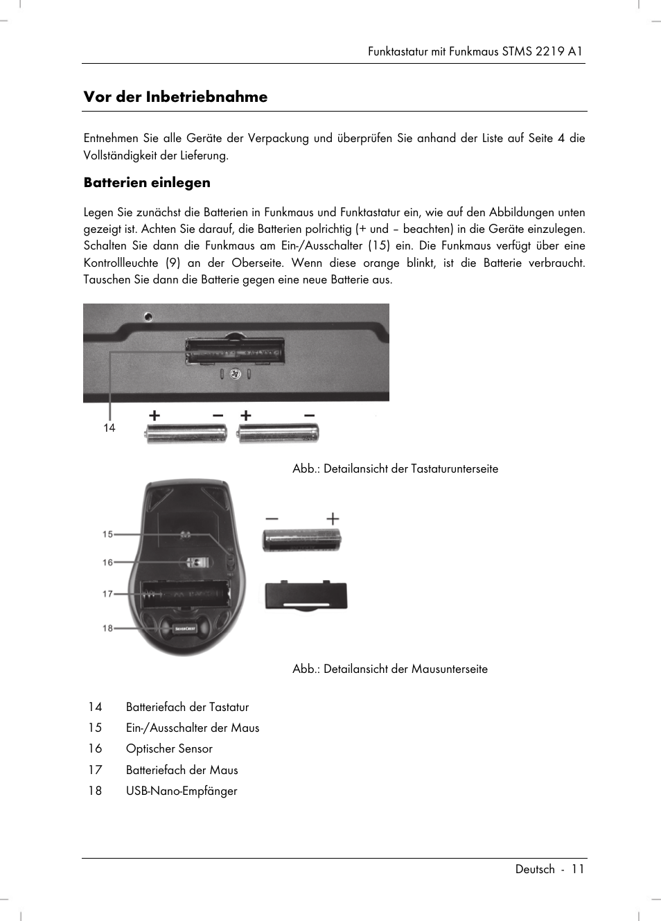Vor der inbetriebnahme | Silvercrest STMS 2219 A1 User Manual | Page 13 / 110