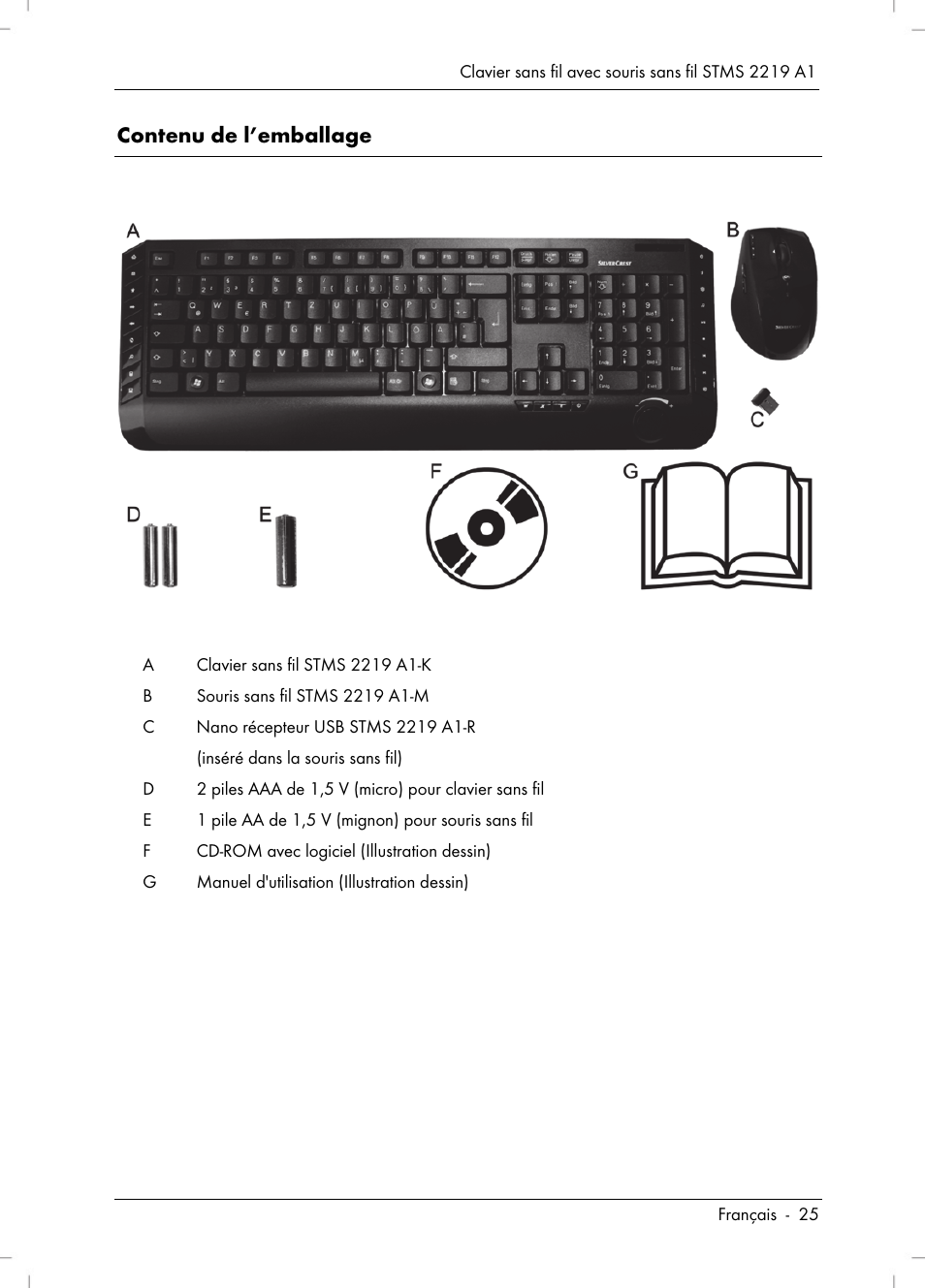 Contenu de l’emballage | Silvercrest STMS 2219 A1 User Manual | Page 27 / 110