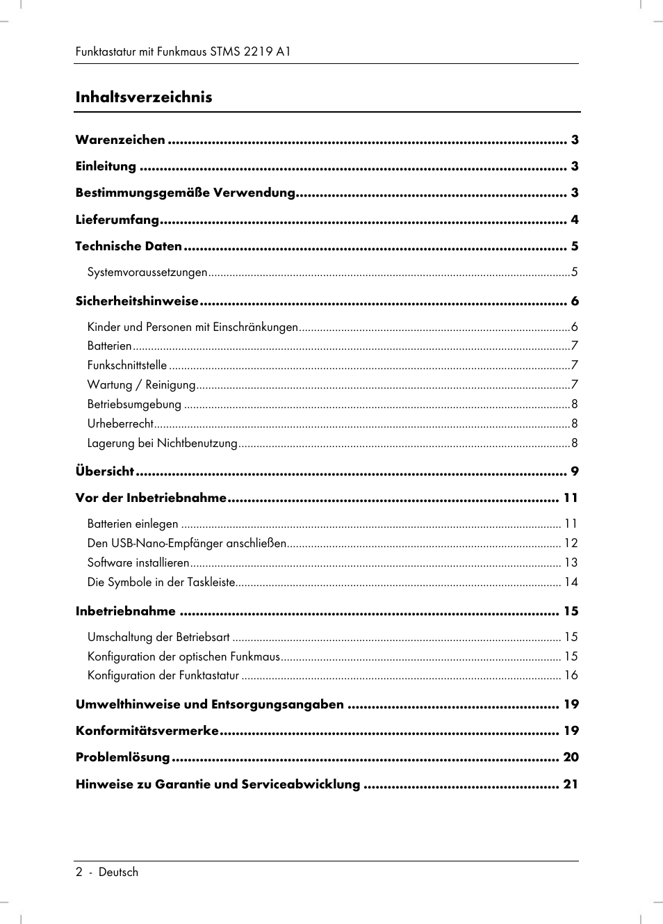 Silvercrest STMS 2219 A1 User Manual | Page 4 / 110