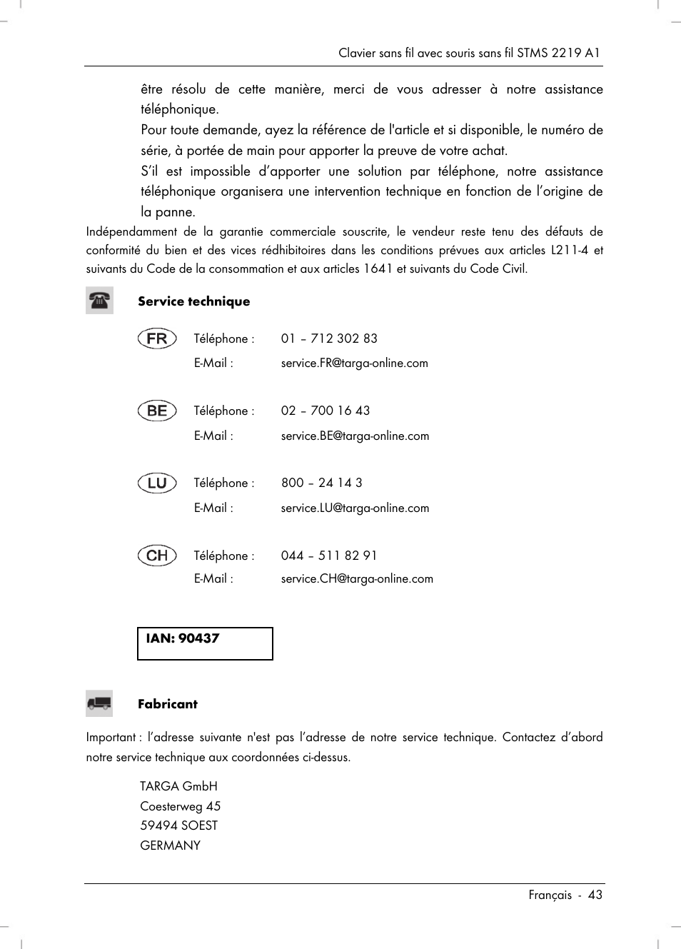 Silvercrest STMS 2219 A1 User Manual | Page 45 / 110