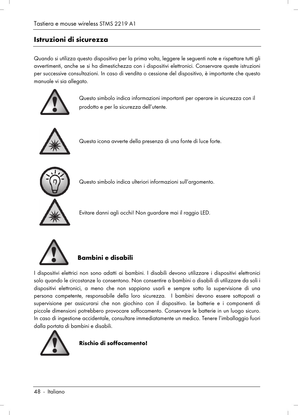 Istruzioni di sicurezza | Silvercrest STMS 2219 A1 User Manual | Page 50 / 110