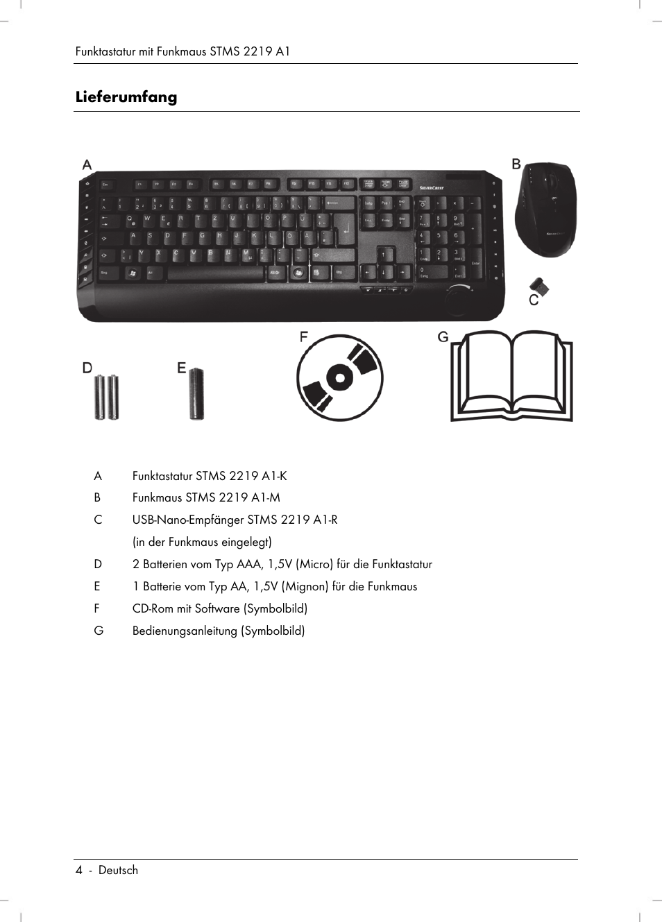 Lieferumfang | Silvercrest STMS 2219 A1 User Manual | Page 6 / 110