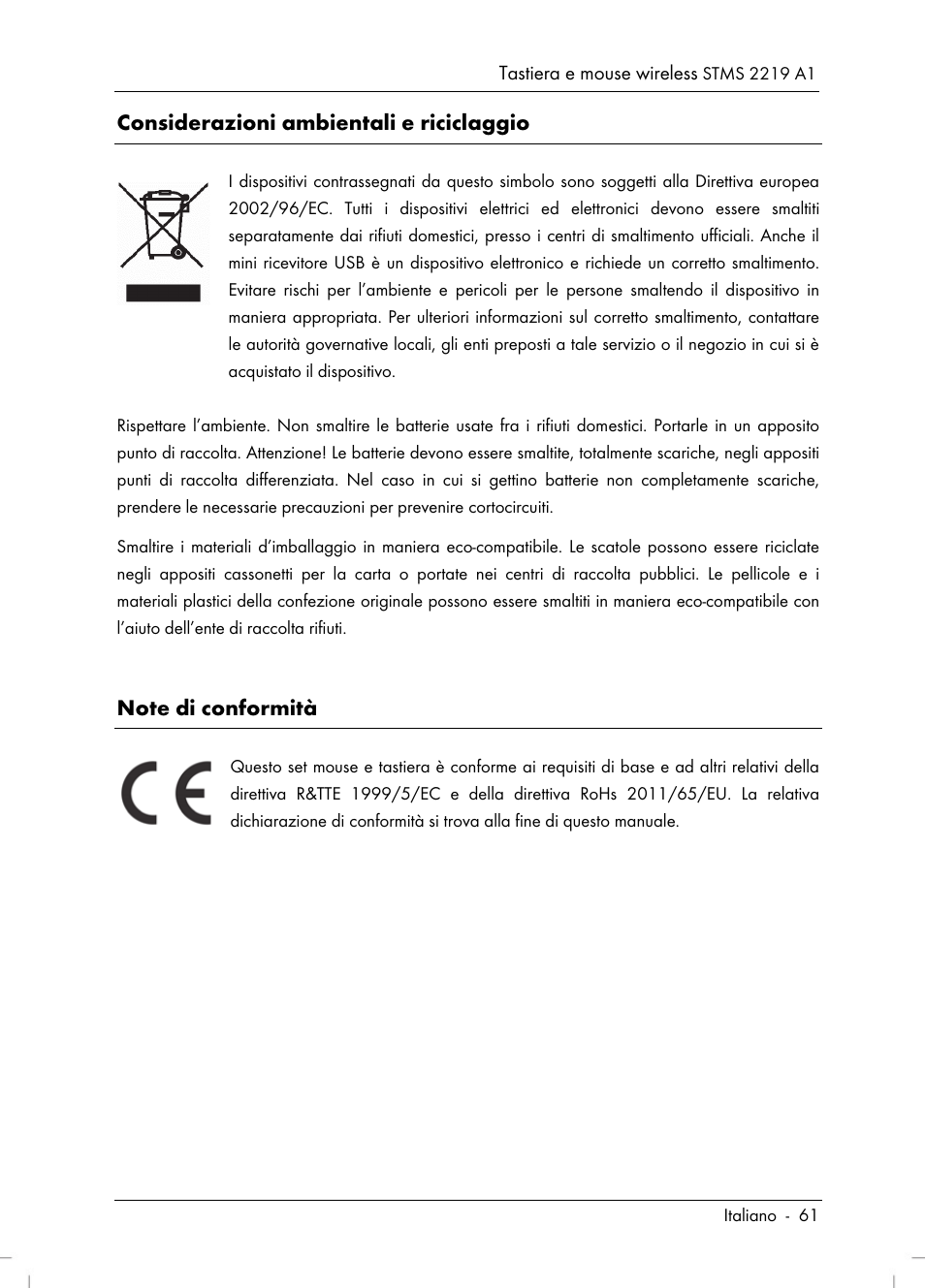 Considerazioni ambientali e riciclaggio | Silvercrest STMS 2219 A1 User Manual | Page 63 / 110