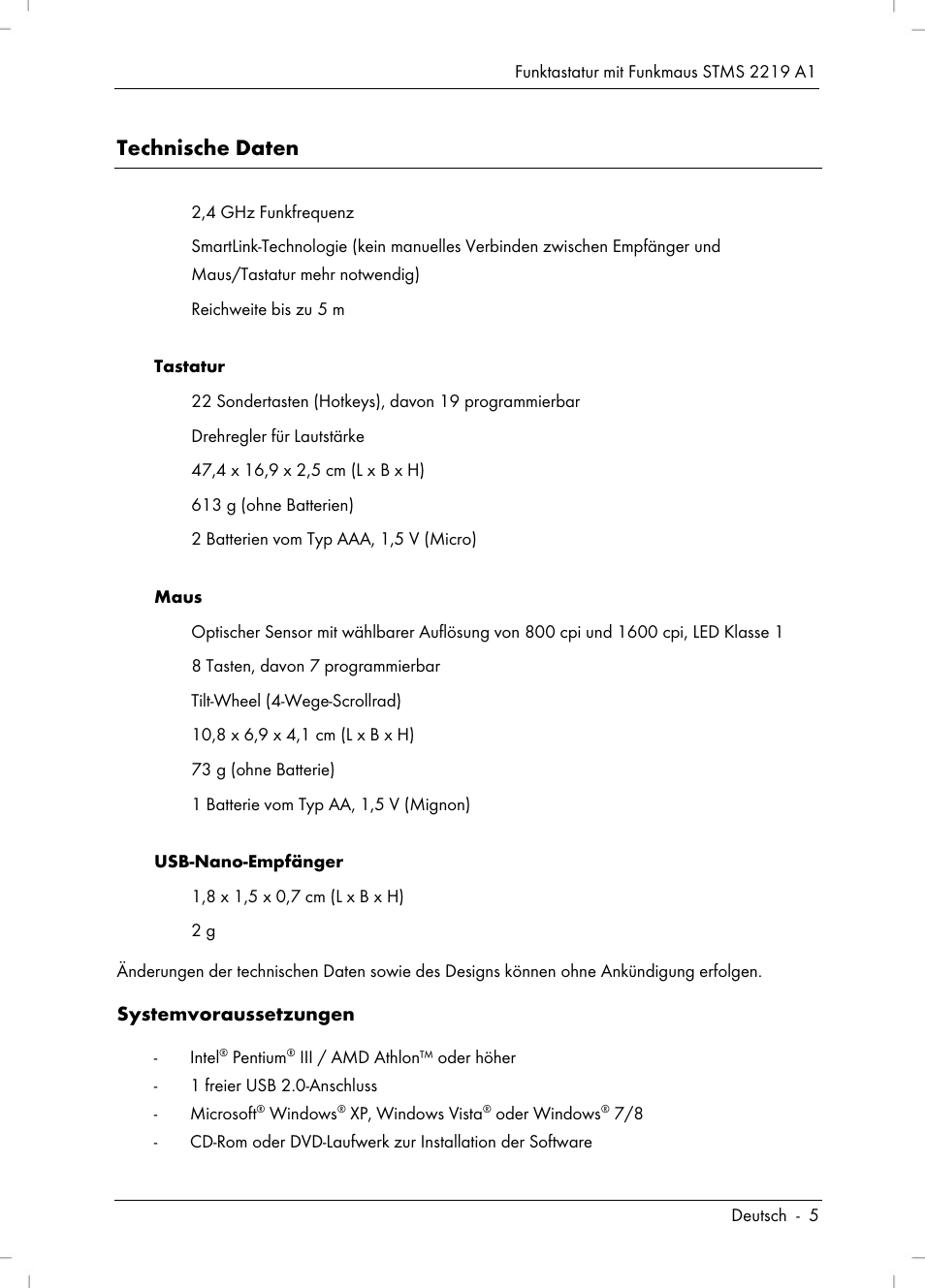 Silvercrest STMS 2219 A1 User Manual | Page 7 / 110
