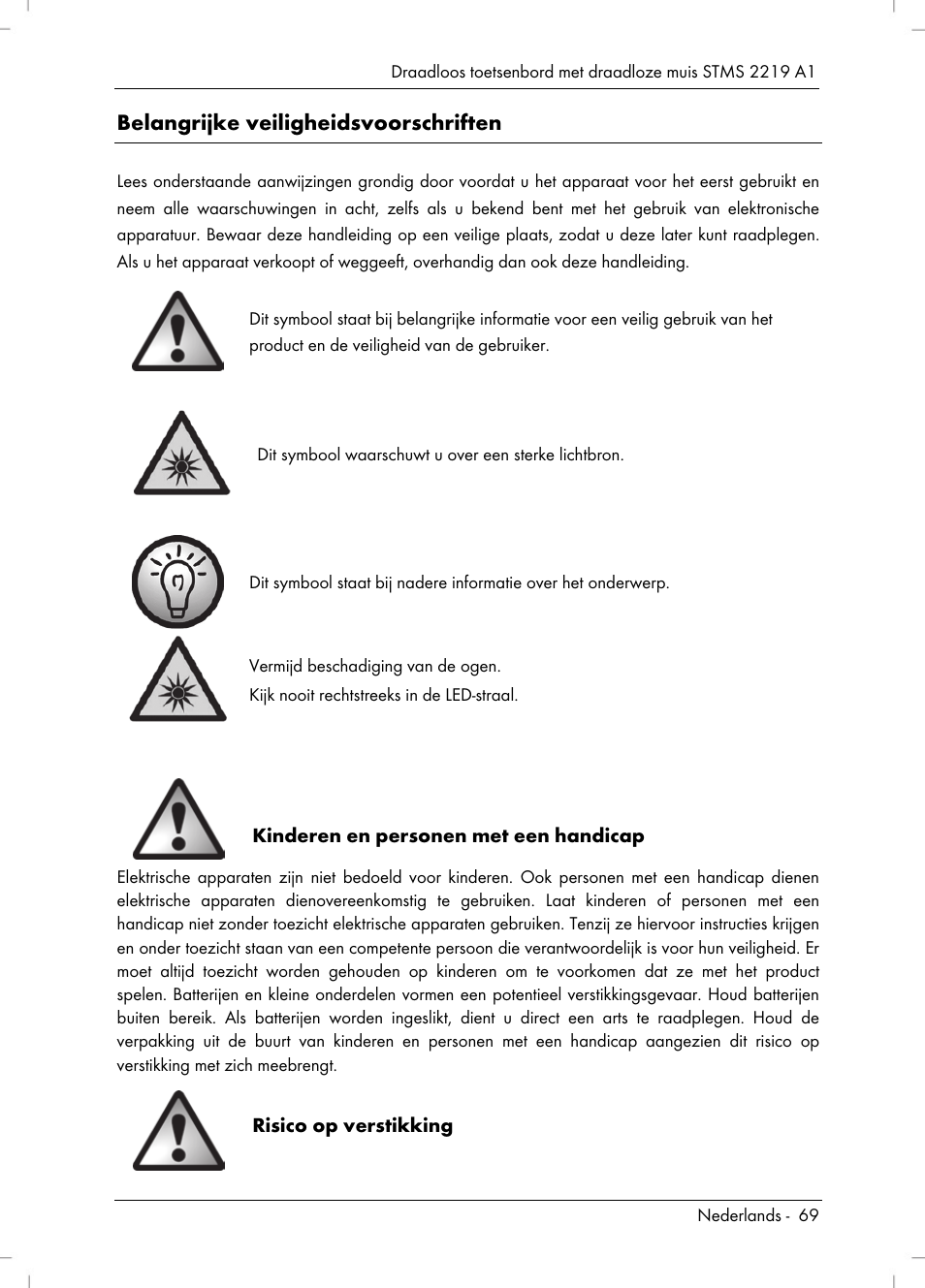 Belangrijke veiligheidsvoorschriften | Silvercrest STMS 2219 A1 User Manual | Page 71 / 110