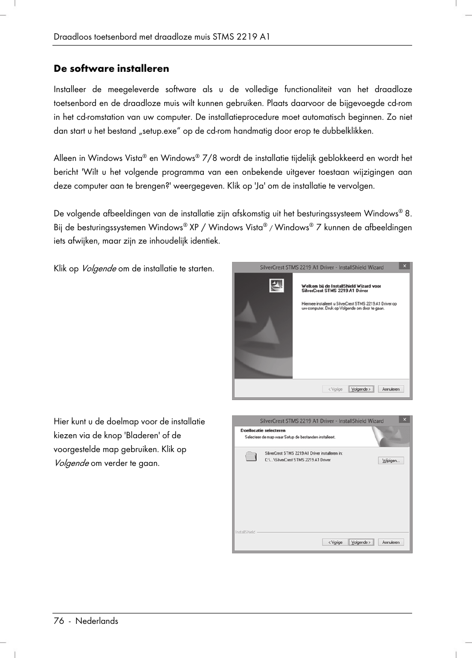 De software installeren | Silvercrest STMS 2219 A1 User Manual | Page 78 / 110