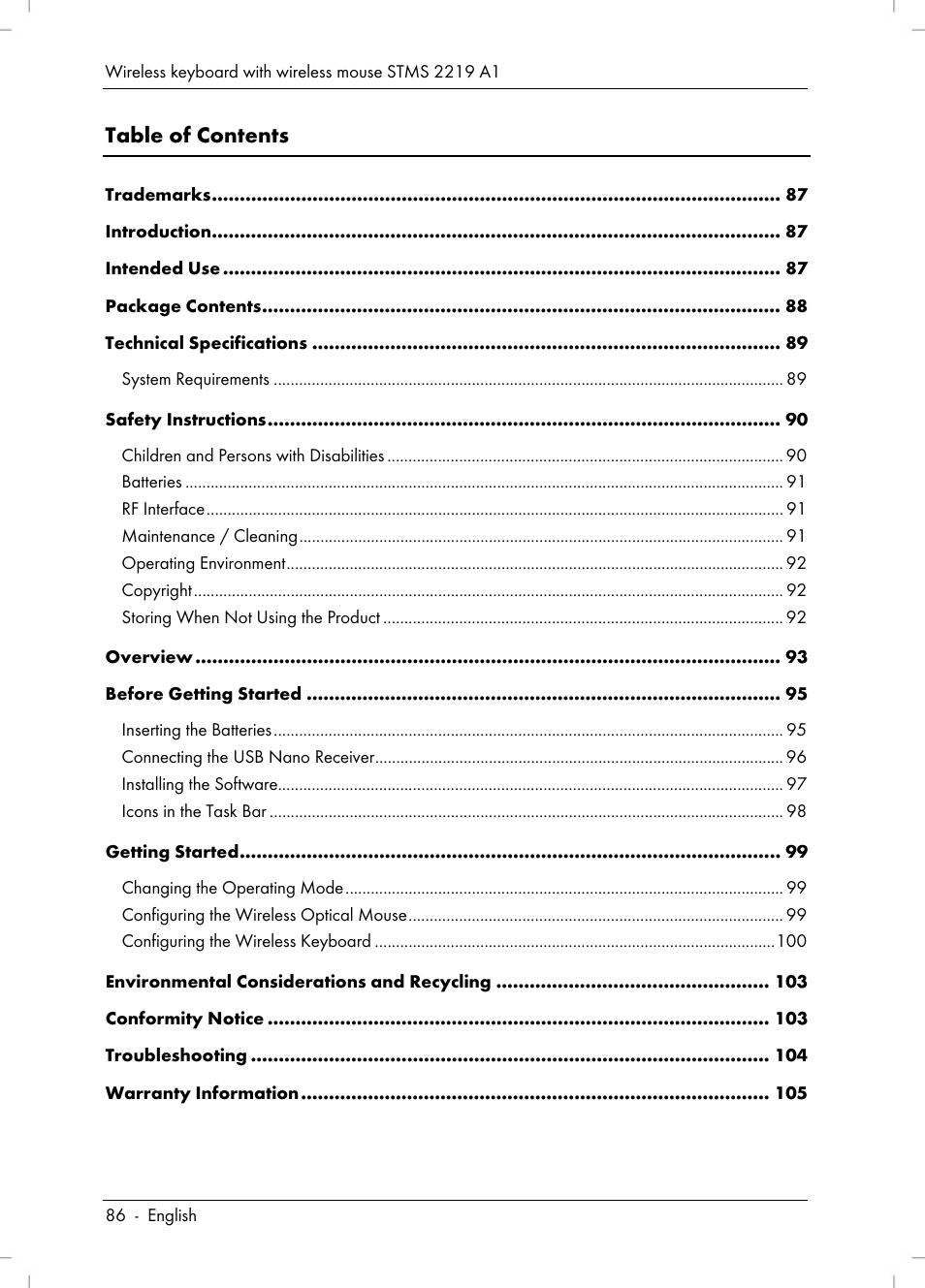 Silvercrest STMS 2219 A1 User Manual | Page 88 / 110