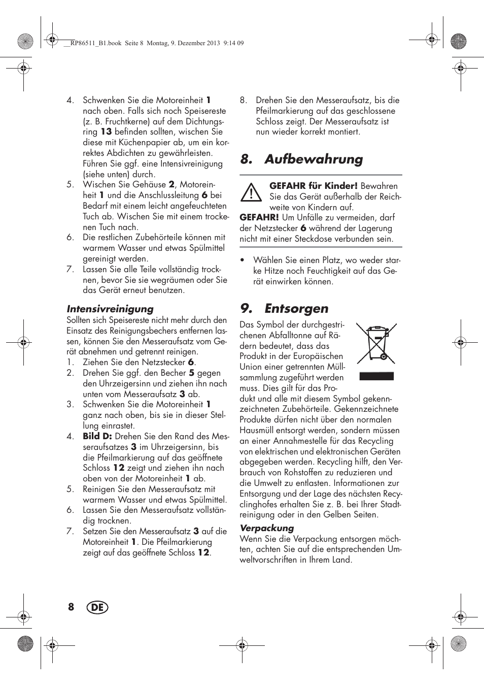 Aufbewahrung, Entsorgen | Silvercrest SSM 175 A1 User Manual | Page 10 / 54