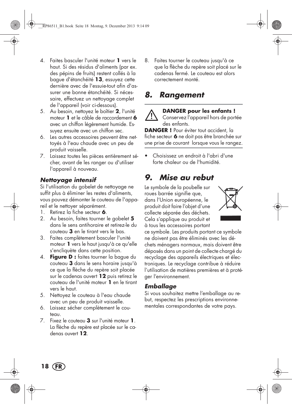 Rangement, Mise au rebut | Silvercrest SSM 175 A1 User Manual | Page 20 / 54