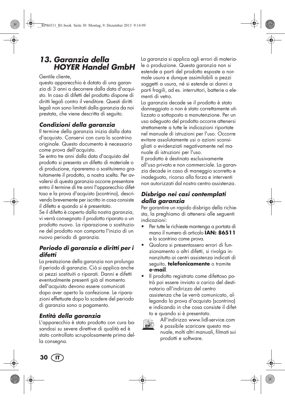 Garanzia della hoyer handel gmbh | Silvercrest SSM 175 A1 User Manual | Page 32 / 54