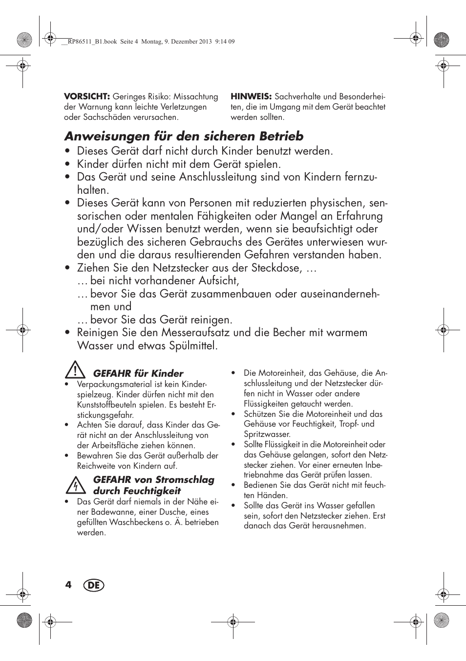 Anweisungen für den sicheren betrieb | Silvercrest SSM 175 A1 User Manual | Page 6 / 54